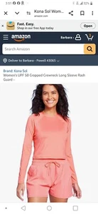 Women's UPF 50 Cropped Crewneck Long Sleeve Rash Guard - Picture 1 of 1