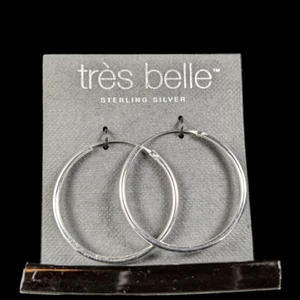 Fine Jewelry Tres Belle 925 Sterling Silver Earrings 2.2gm Thin 2 01777 - Picture 1 of 3