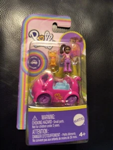 Polly Pocket Unicorn Pink Mini Car with Doll and Pet Cat NEW - Picture 1 of 9