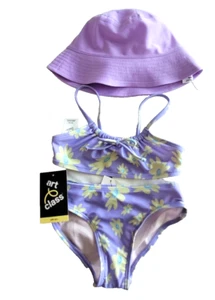 Girls Art Class 2 Piece Swimsuit Set Bikini with Hat Size XS 4/5 - Picture 1 of 2