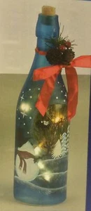 Neues Design LED beleuchtete 29cm Flasche Batt-Op Weihnachten "Schneemann" Design Premier - Bild 1 von 3