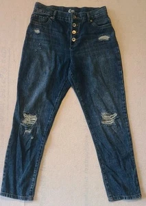 Sugar And Jade Girl's Distressed Jeans Size 16 Medium Wash 4 Button - Picture 1 of 5