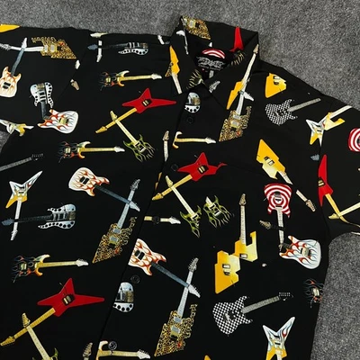 Mens VTG Dragonfly Clothing Co. Hard Rock St Thomas AOP Guitar Camp Shirt Size M - Image 1 of 4