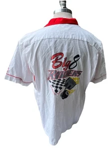 Crusin USA Red & White Button Up Shirt Mens  XL Big 8 Rodders Graphic Hot Rod - Picture 1 of 8