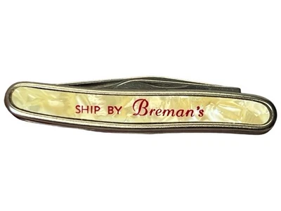 Vtg Advertising Pocket Knife Mother Of Pearl Made In USA Ship By Breman's - Image 1 of 4
