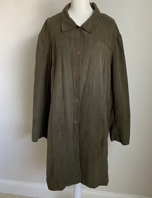 Vintage Norton Studio Womans 20W Soft Overcoat Trench Coat Army Green *read* - Image 1 of 4