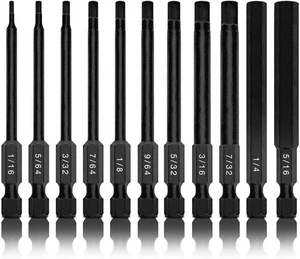 01147A Allen Wrench Drill Bits, 11-Piece Hex Drill Bit Set, SAE Sizes 1/16" t... - Picture 1 of 6