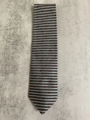 Винтажный Pierre Balmain Couture шелк черный слоновой кости полоски красный бриллиант мотив 57» - Изображение 1 из 3