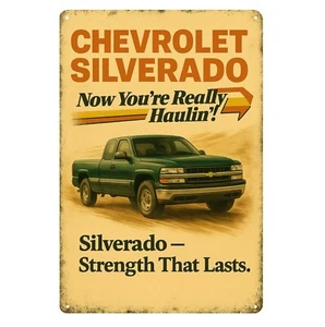 Póster metálico de coche Chevrolet Silverado - Letrero de hojalata coleccionable - Tamaño: 20x30 cm - Imagen 1 de 4