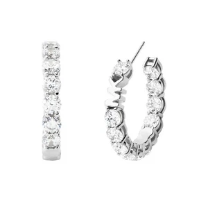 Michael Kors Brass and Cubic Zirconia Hoop Earrings for Women, Color: Silver (Mo - Picture 1 of 1