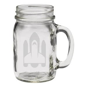 Fantastisches Space Shuttle 12 Unzen handgeätztes Glas Einmachglas Becher - Bild 1 von 1