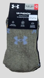 Under Armour Niño Calcetín Crew Phenom Absorbedor Transpirable 3 Pares Zapatos Talla 13.5K-4.5Y - Imagen 1 de 4