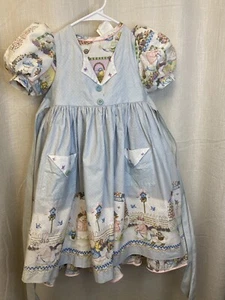 Vintage Daisy Kingdom Puffärmel Kleid Mädchen Gr. 4 Osterparade RAR - Bild 1 von 14