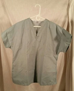  3 REVERSIBLE uniform SCRUB tops GRAY w/ WHITE sz LG - Picture 1 of 3