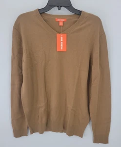 Joe Fresh Sweater Mens Medium Brown Cotton V-Neck Pullover Modern Lightweight - Picture 1 of 8