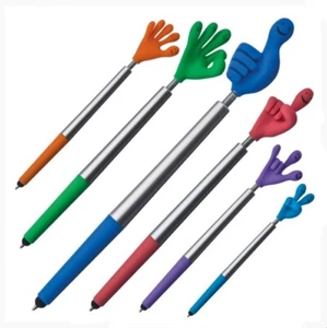 6er Set Smile-Hand-Kugelschreiber aus Kunststoff - Bild 1 von 8