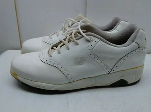 New Balance White Leather Sport Sneaker Soft Spike Casual Golf Men Shoe 13M 47,5 - Picture 1 of 9