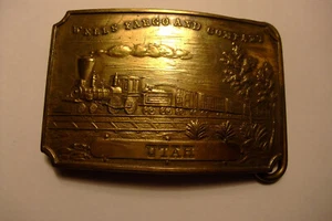 WELLS FARGO BRASS BELT BUCKLE UTAH LOCOMOTIVE STAMPED TIFFANY New York - Picture 1 of 2