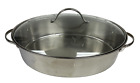 Princess House Oval 7 qt 18/10 Stainless Steel Roasting Pan w Etched Glass Lid