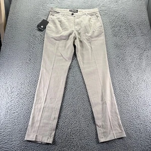Teleria Zed Chino Pants Mens 33x34 Beige Linen Blend Sartorial Art Slim Italy - Picture 1 of 13