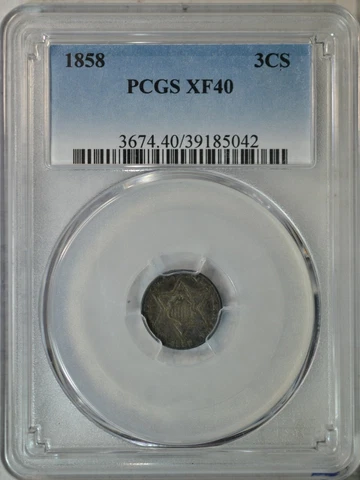 1858 3 cent silver, PCGS XF40..........Type Coin Company Cover