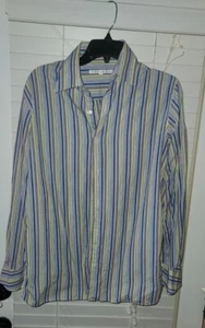 Perry Ellis Mens Button Down Striped Dress Shirt Medium preowned - Picture 1 of 12