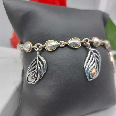 Impresionantes Dijes Firmados Marca Lucky Tono Plata Hojas Longitudes Ovaladas 7" Foto 1 de 4