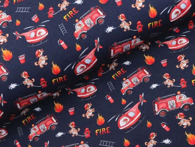 SWEAT Sweatshirt Stoff kuschlig warm Hoodie Feuerwehr Hubschrauber EUR 18,98/m - Bild 1 von 2