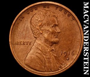 1916-S Lincoln Wheat Cent - seltener hochwertiger Halbschlüssel besseres Datum #C2523 - Bild 1 von 2