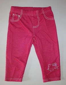 New Girls 5 Year Pants Princess Glitter Hello Kitty Pink Capri Leggings Stretch - Picture 1 of 2