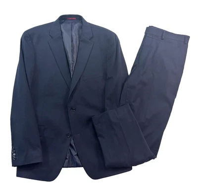 Traje Pantalón Alfani 44L 38x32 Azul Marino 2 piezas Elastizado Reciente Moderno Dos Botones Foto 1 de 4