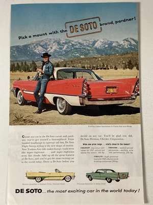 Anuncio impreso DeSoto Fireflite 1957 V-8 Chrysler Plymouth Firesweep Pardner Foto 1 de 2