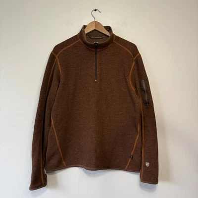 Мужской коричневый флисовый пуловер Kuhl на четверть молнии свитер Born in the Mountains размер L - Изображение 1 из 4