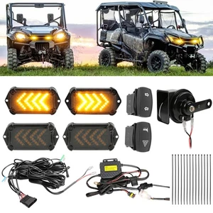 UTV Turn Signal Kit 110D Horn Flow Blinkers & Switch For Honda Pioneer 1000 700 - Picture 1 of 18