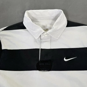 Camisa de Rugby Nike Para Hombre Mediana Negra Blanca Rayas Manga Larga Pullover Algodón - Imagen 1 de 19
