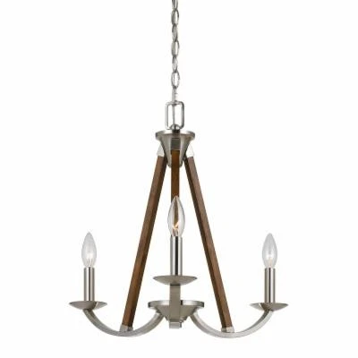 Cal Lighting Monica 3-Light Metal Chandelier, Brushed Steel Finish for Living Ro - Image 1 of 4