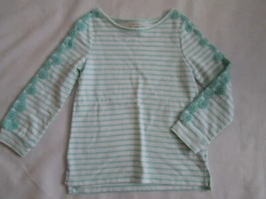 COPPER KEY GIRLS STRIPE MINT GREEN LACE CROCHET TOP SHIRT 3/4 SLEEVE MEDIUM 6-7 - Foto 1 di 1