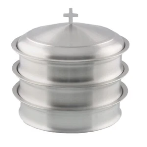 3 Holy Wine Communion Ware Church Set | Stainless Steel - Satin (Matte) Finish - Picture 1 of 6