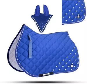 Numnah Saddle Pads with Matchy Bonnet Set with Jewel (Ship from USA) - Picture 1 of 14