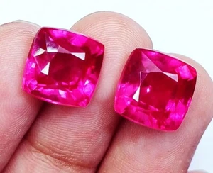 Natural Pink Sapphire Cushion Cut 16+ Ct Certified Pair Loose Gemstone PS02 - Picture 1 of 7
