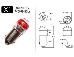 RED 4-Point BA9 Style LED Replacement Instrument Cluster Gauge Bulb - Picture 1 of 4