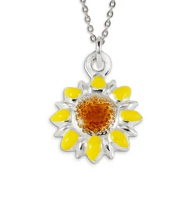 Neu .925 Sterlingsilber braun gelb Blume Charm Anhänger Halskette - S-520ylw - Bild 1 von 2