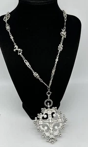 1930 De colección 800 Collar Cruz y Cadena Renacimiento Renacimiento Renacimiento Florencia Italia - Imagen 1 de 14
