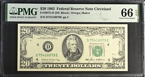 1985 $20 Federal Reserve Note Fr-2075-D Cleveland PMG66 Gem EPQ - Picture 1 of 2