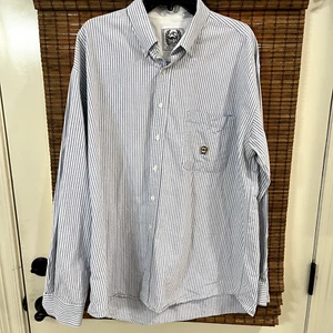 Cinch Western Shirt XL Long Sleeve Cotton Blue White Stripe Cowboy Rodeo - Picture 1 of 5
