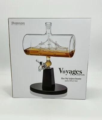 Glass Ship Decanter Voyages By Godinger Barware Unique Gift For Him New (76) - Image 1 of 4