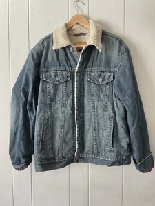 Vintage Gap Sherpa Lined Denim Jean Jacket Bomber Heavy Fall 2004 Men’s M Retro - Picture 1 of 16