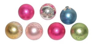 Vintage Shiny Brite Weihnachtsschmuck 7er Set Glas Glitzer Mehrfarbig - Bild 1 von 10