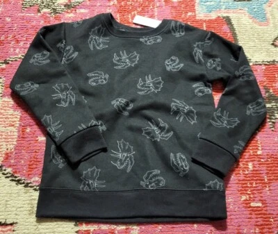 NEW NWT 5t black with gray dinosaurs pullover sweatshirt Garanimals comfy - Image 1 of 2