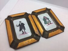 Pair Of Early Copper And Enamel Ashtrays Depicting Charles Dickens Characters